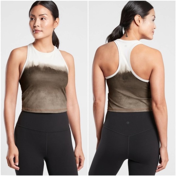 Athleta Shanti Watercolor Stripe Crop Tan - Picture 1 of 5